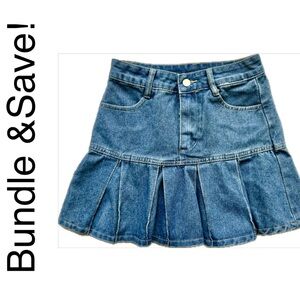 2/$25 Denim Jean Skort Mini Skirt Shorts – Women’s Casual Pleated Style